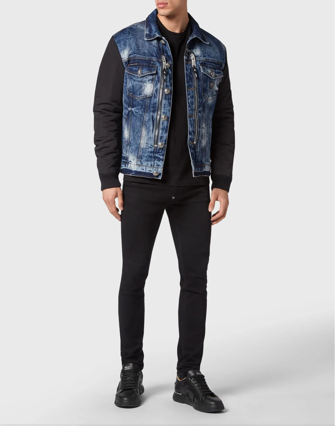 Regular Denim Jacket with nylon Hexagon, цвет: Синий