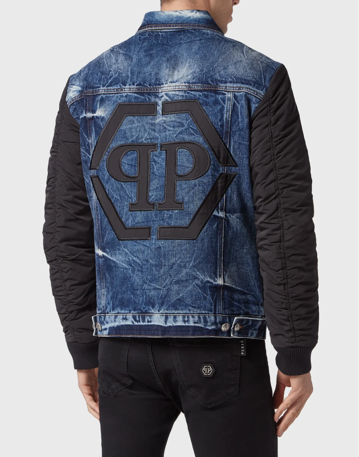 Regular Denim Jacket with nylon Hexagon, цвет: Синий
