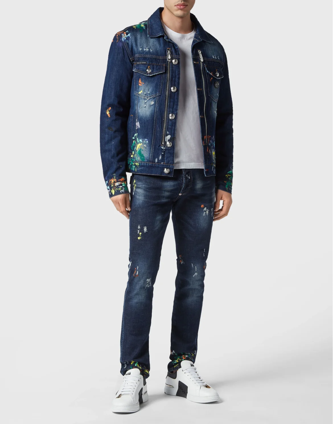 Denim Zip Jacket Dripping, цвет: Синий