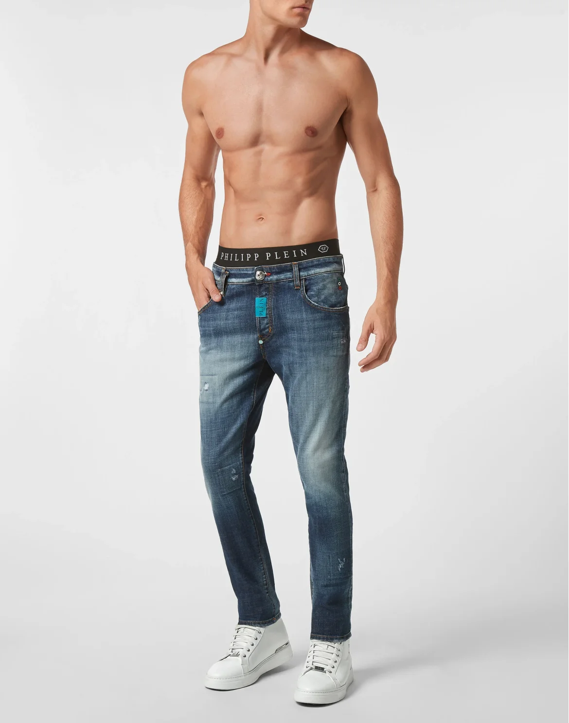 Denim Trousers Skinny Fit Hexagon, цвет: Синий