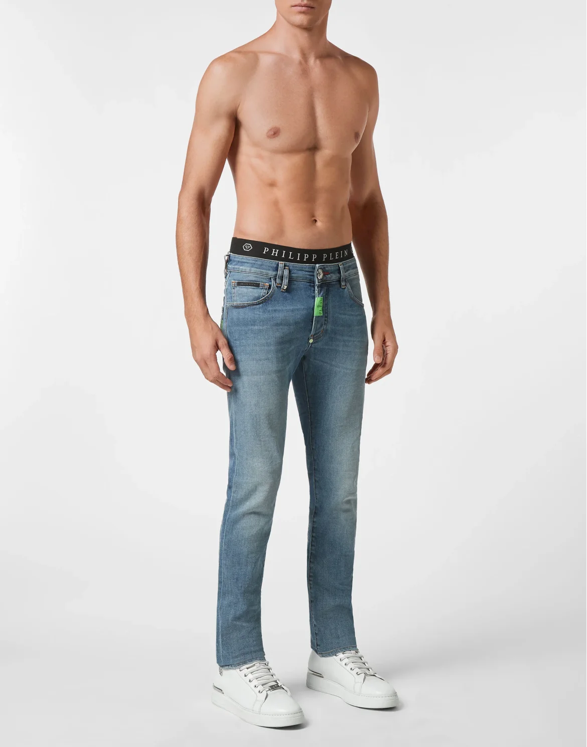 Denim Trousers Super Straight Cut Premium Hexagon, цвет: Синий