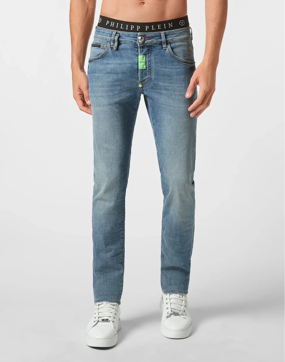 Denim Trousers Super Straight Cut Premium Hexagon, цвет: Синий