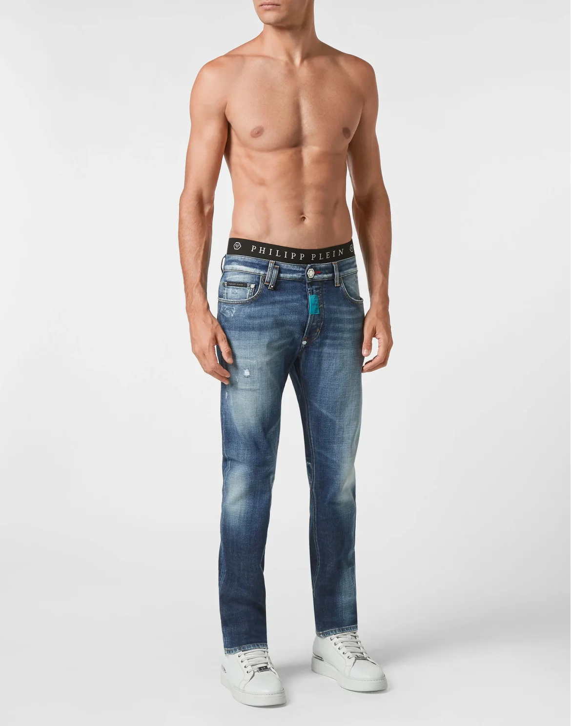 Denim Trousers Straight Supreme Comfort fit Hexagon, цвет: Синий