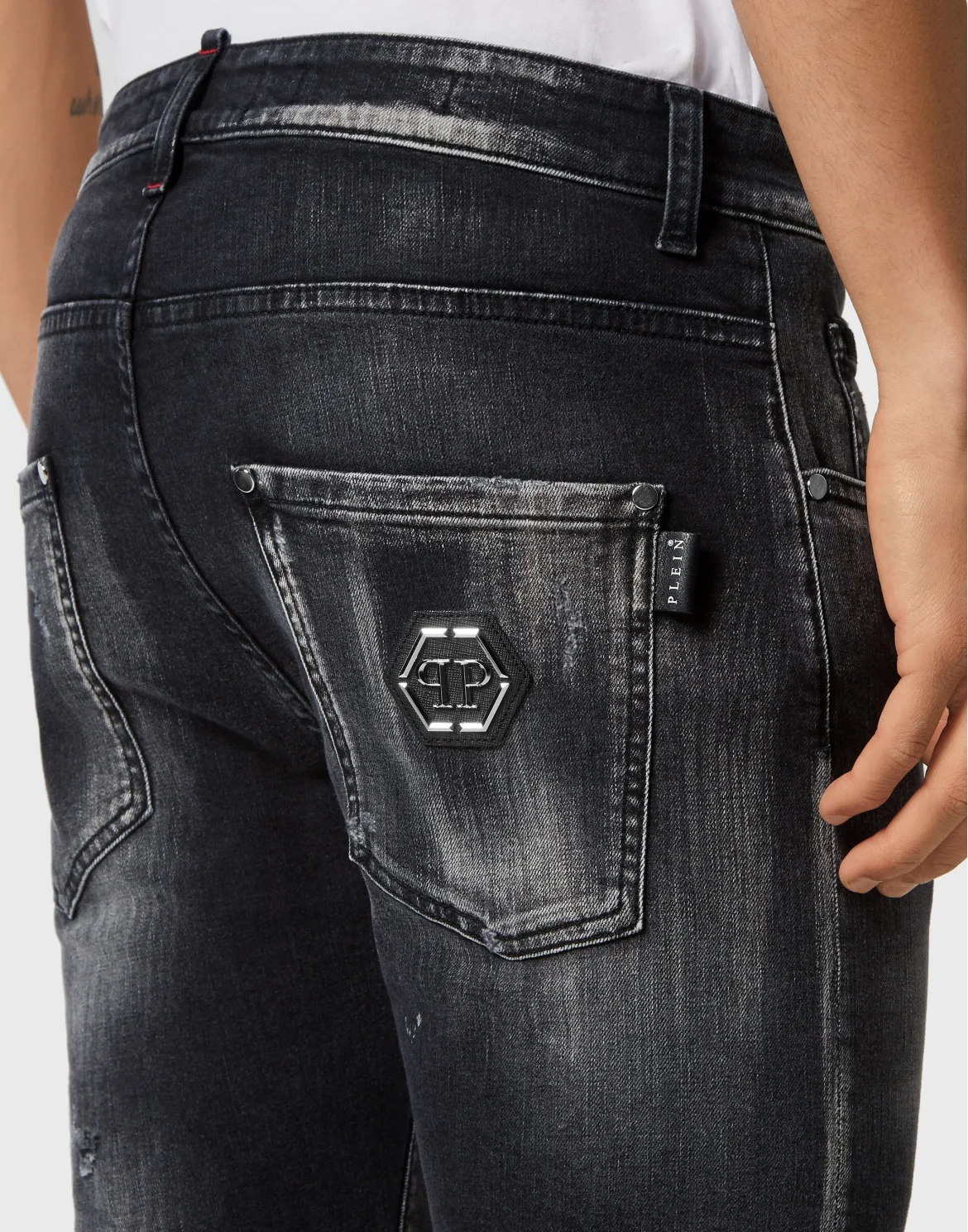 Denim Trousers Skinny Fit Hexagon, цвет: Черный