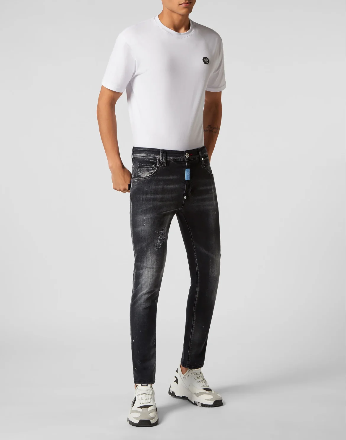 Denim Trousers Skinny Fit Hexagon, цвет: Черный