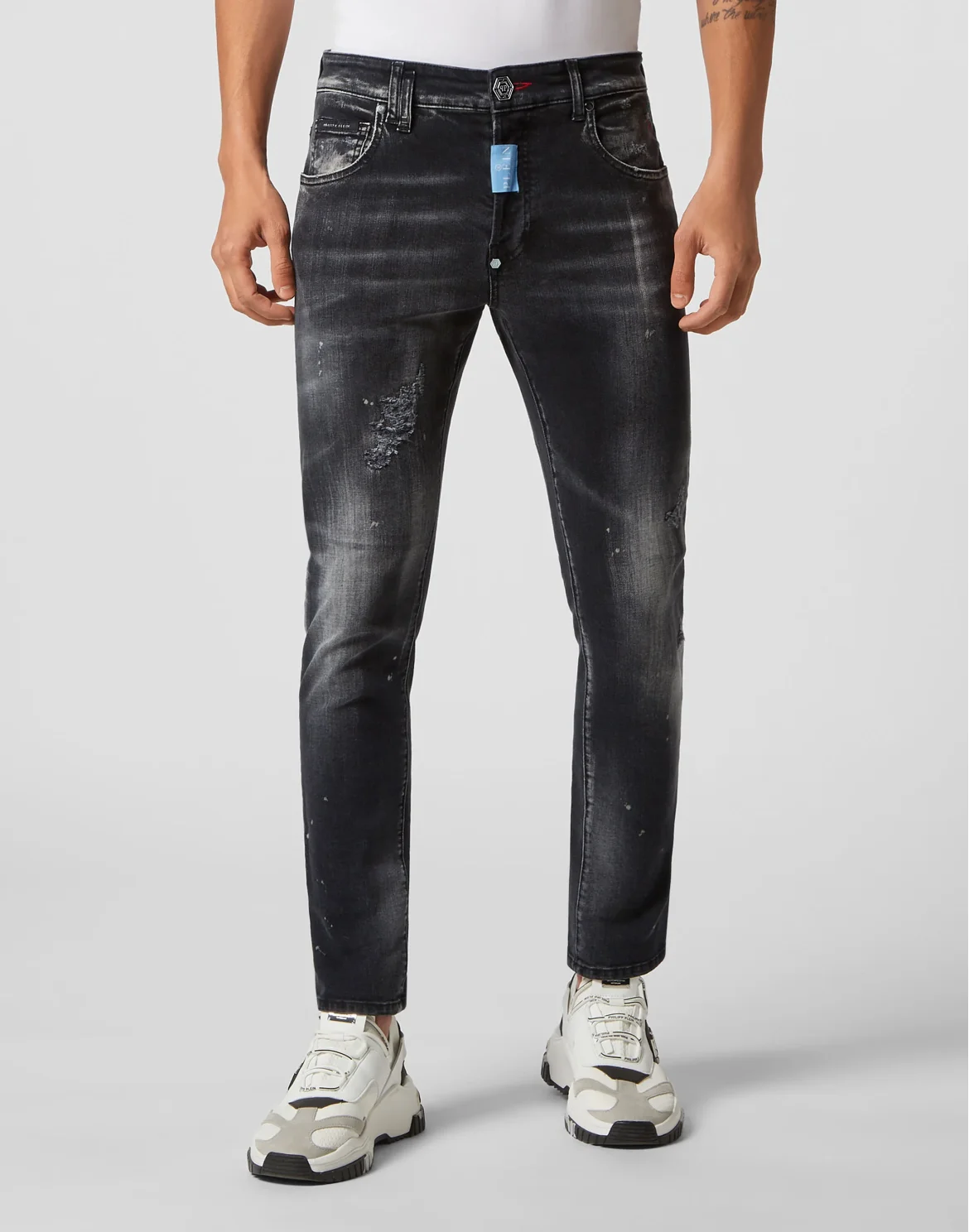 Denim Trousers Skinny Fit Hexagon, цвет: Черный