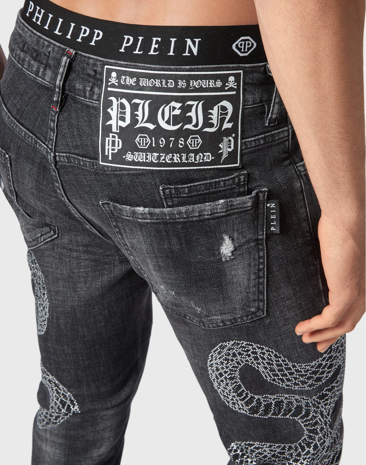 Denim Trousers Super Straight Cut Snake, цвет: Черный