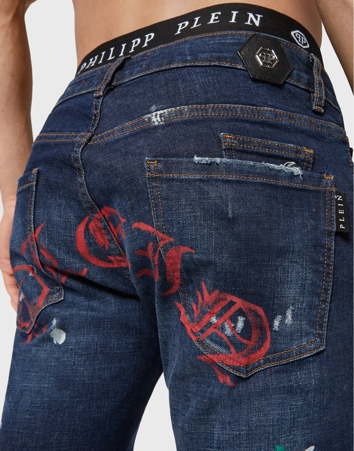 Denim Trousers Super Straight Cut Dripping, цвет: Синий