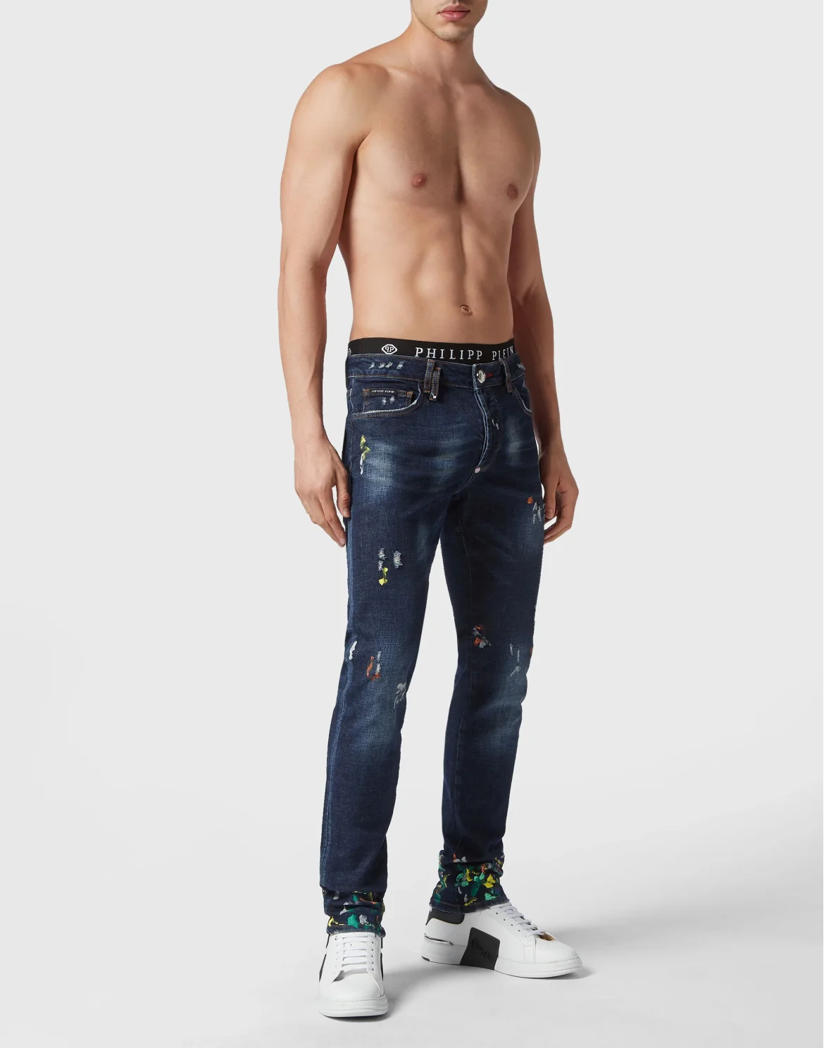 Denim Trousers Super Straight Cut Dripping, цвет: Синий