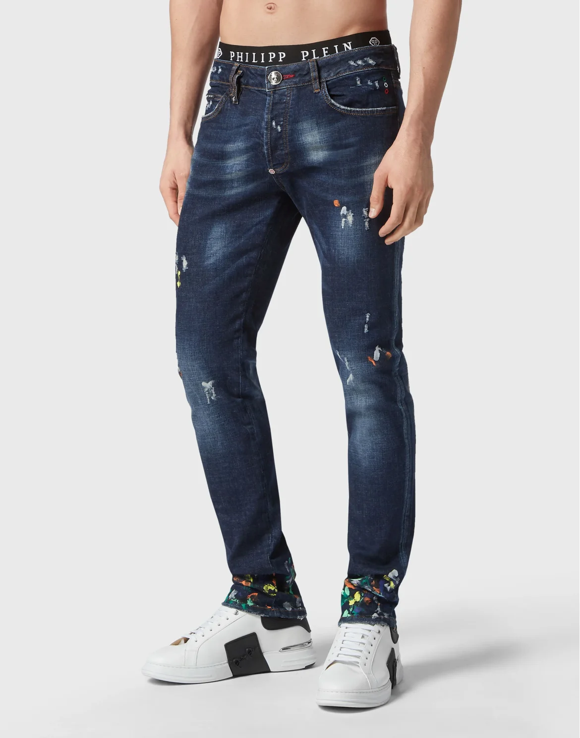 Denim Trousers Super Straight Cut Dripping, цвет: Синий