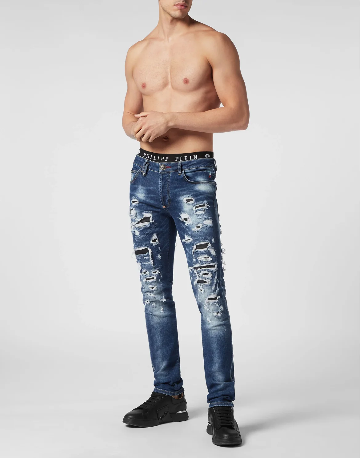 Denim Trousers Super Straight Cut Destroyed, цвет: Оранжевый