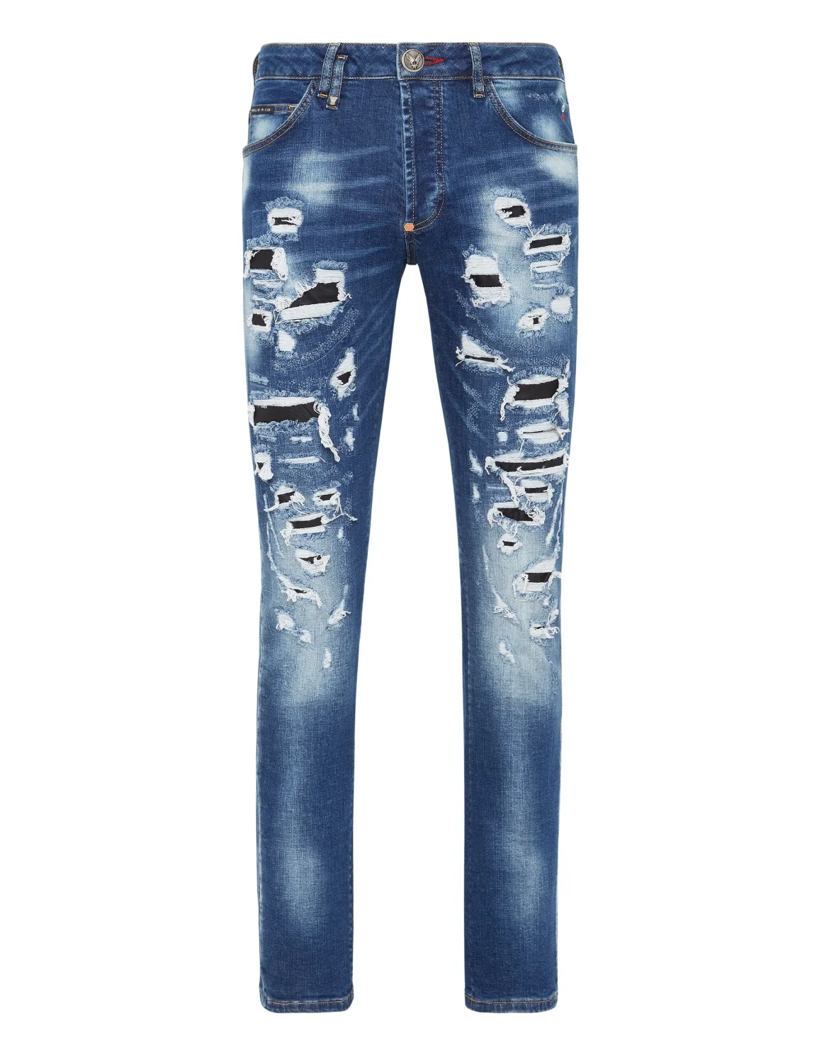 Denim Trousers Super Straight Cut Destroyed, цвет: Оранжевый