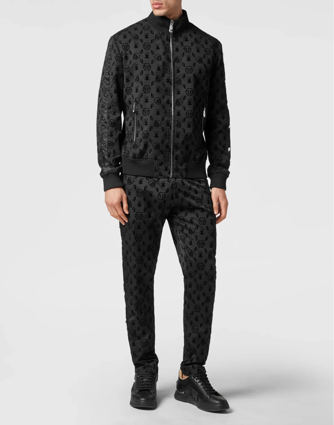 Tracksuit: Sweatjacket/Trousers Skull&Bones, цвет: Черный