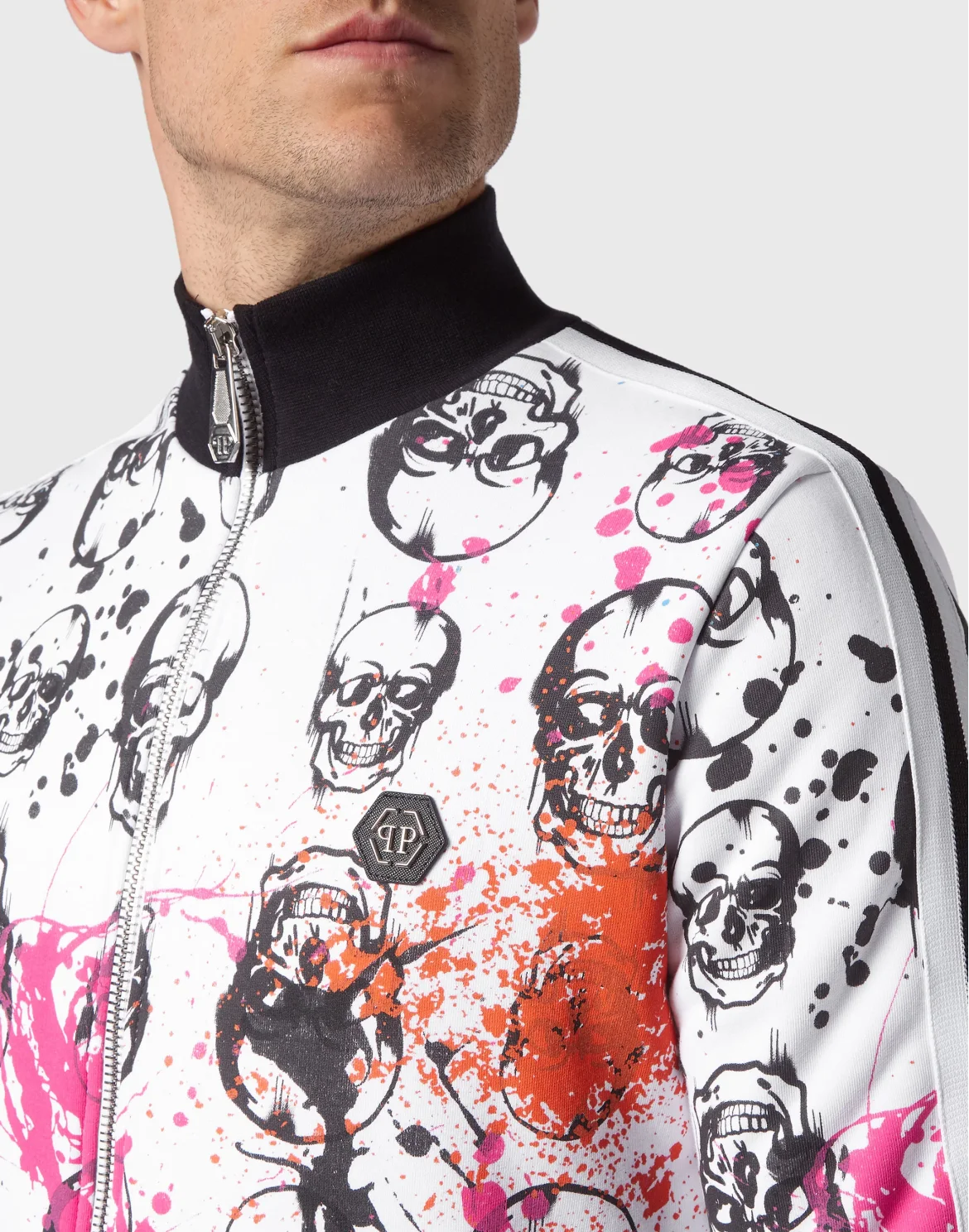 TRACKSUIT: ZIP-UP JACKET + JOGGING PANTS SKULL, цвет: Белый
