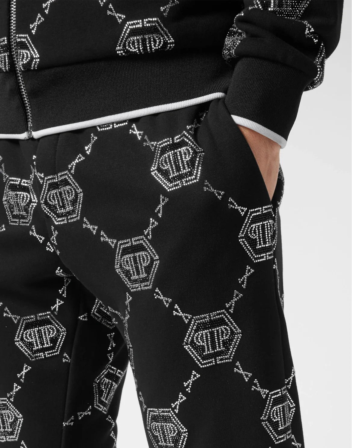 Jogging Tracksuit: Top/Trousers Iconic Plein, цвет: Черный