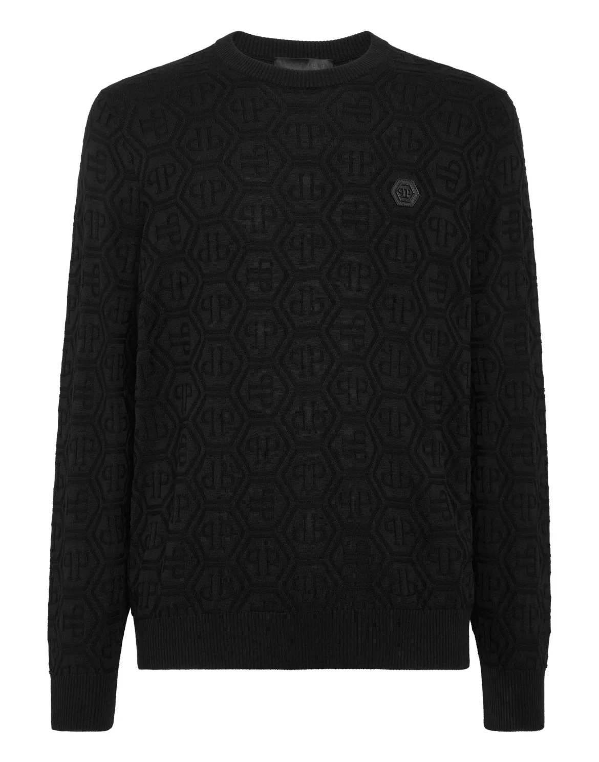 Silk/Wool Pullover LS Monogram, цвет: Черный