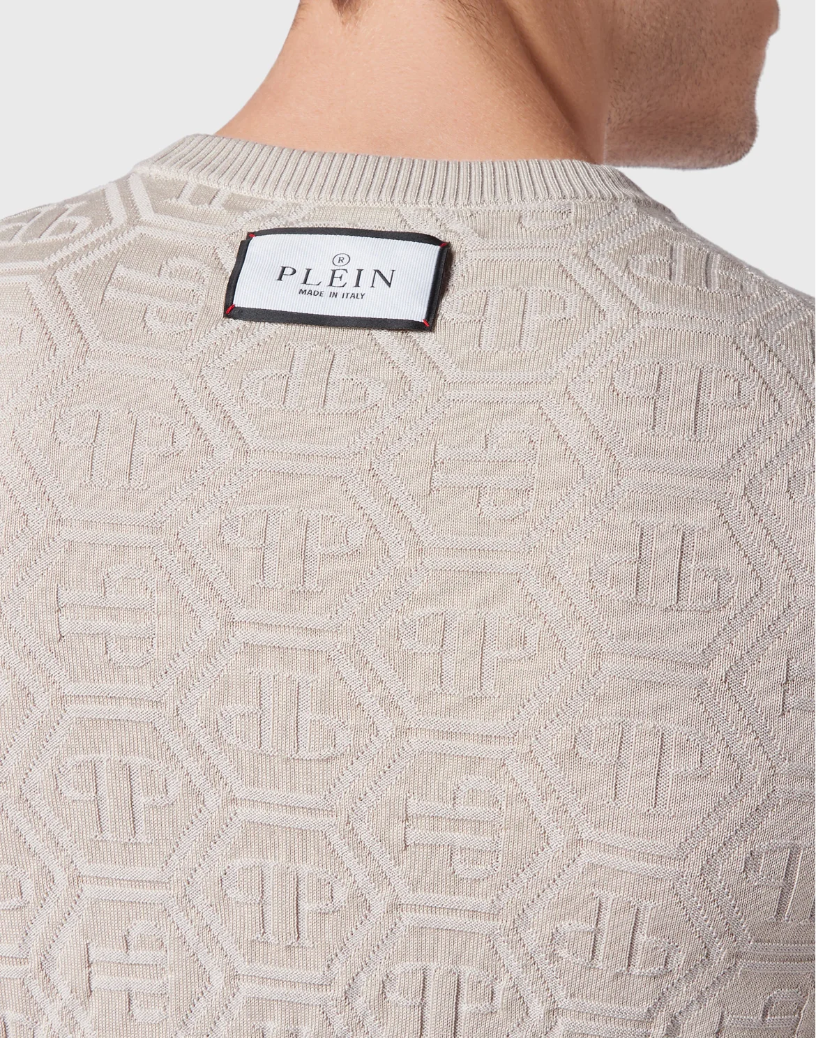 Silk/Wool Pullover LS Monogram, цвет: Бежевый