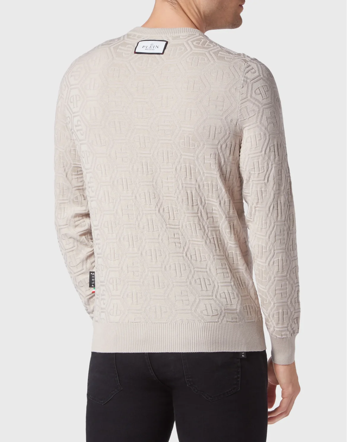 Silk/Wool Pullover LS Monogram, цвет: Бежевый