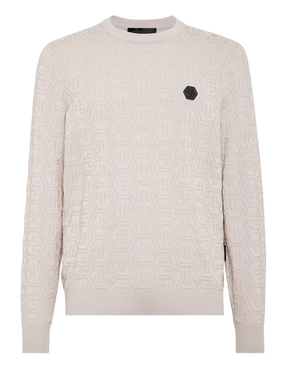 Silk/Wool Pullover LS Monogram, цвет: Бежевый