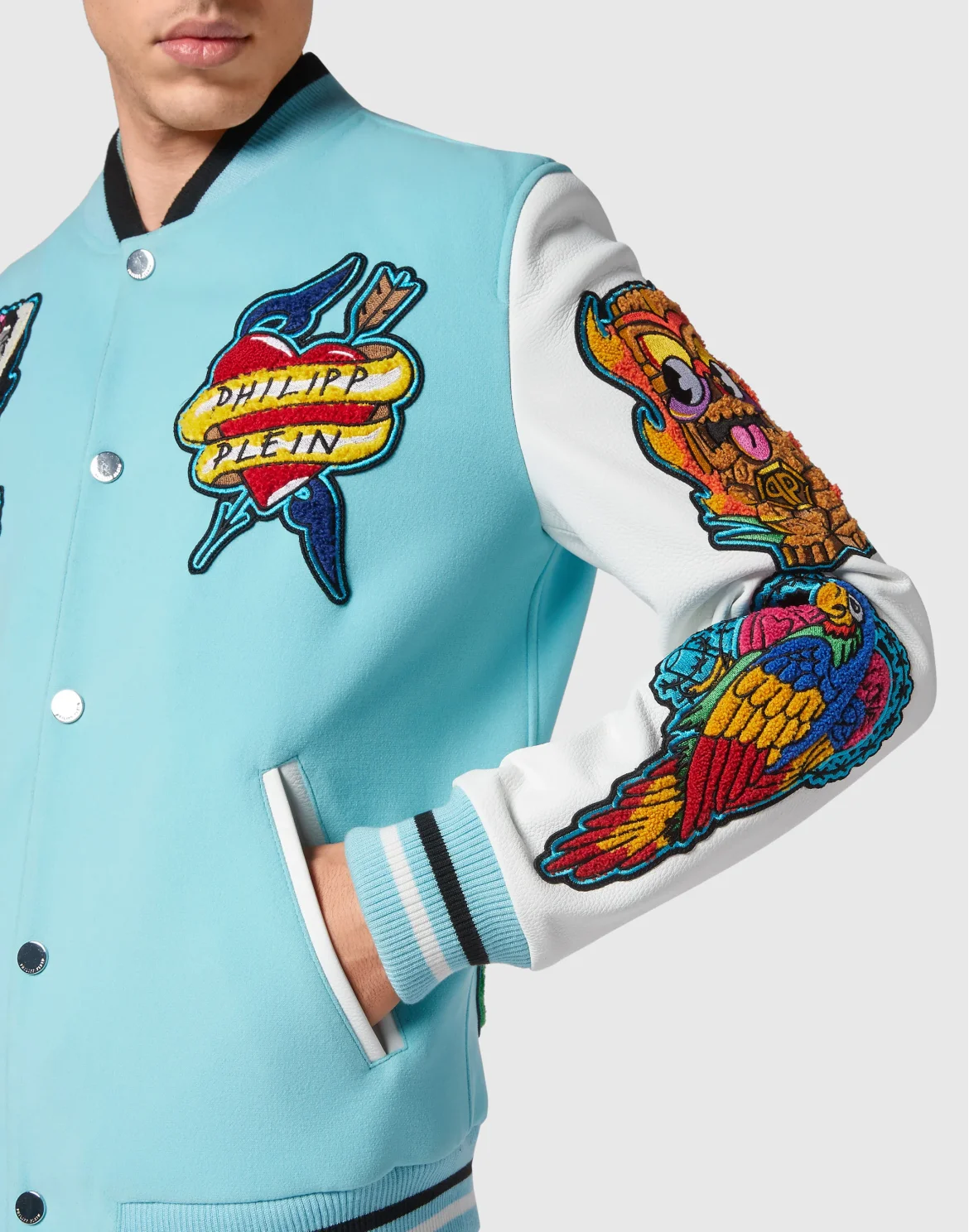 Leather College Bomber Hawaii, цвет: Голубой
