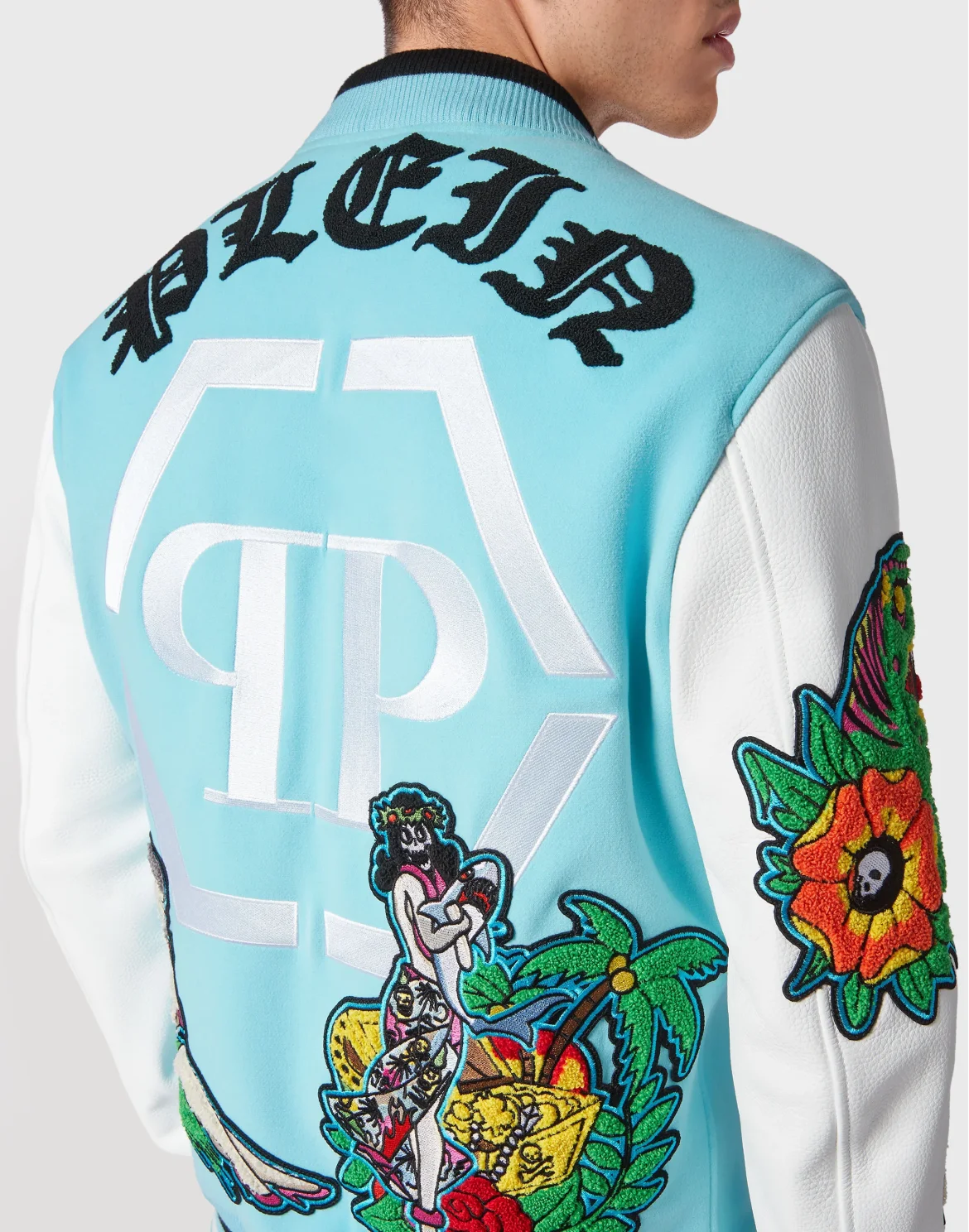 Leather College Bomber Hawaii, цвет: Голубой