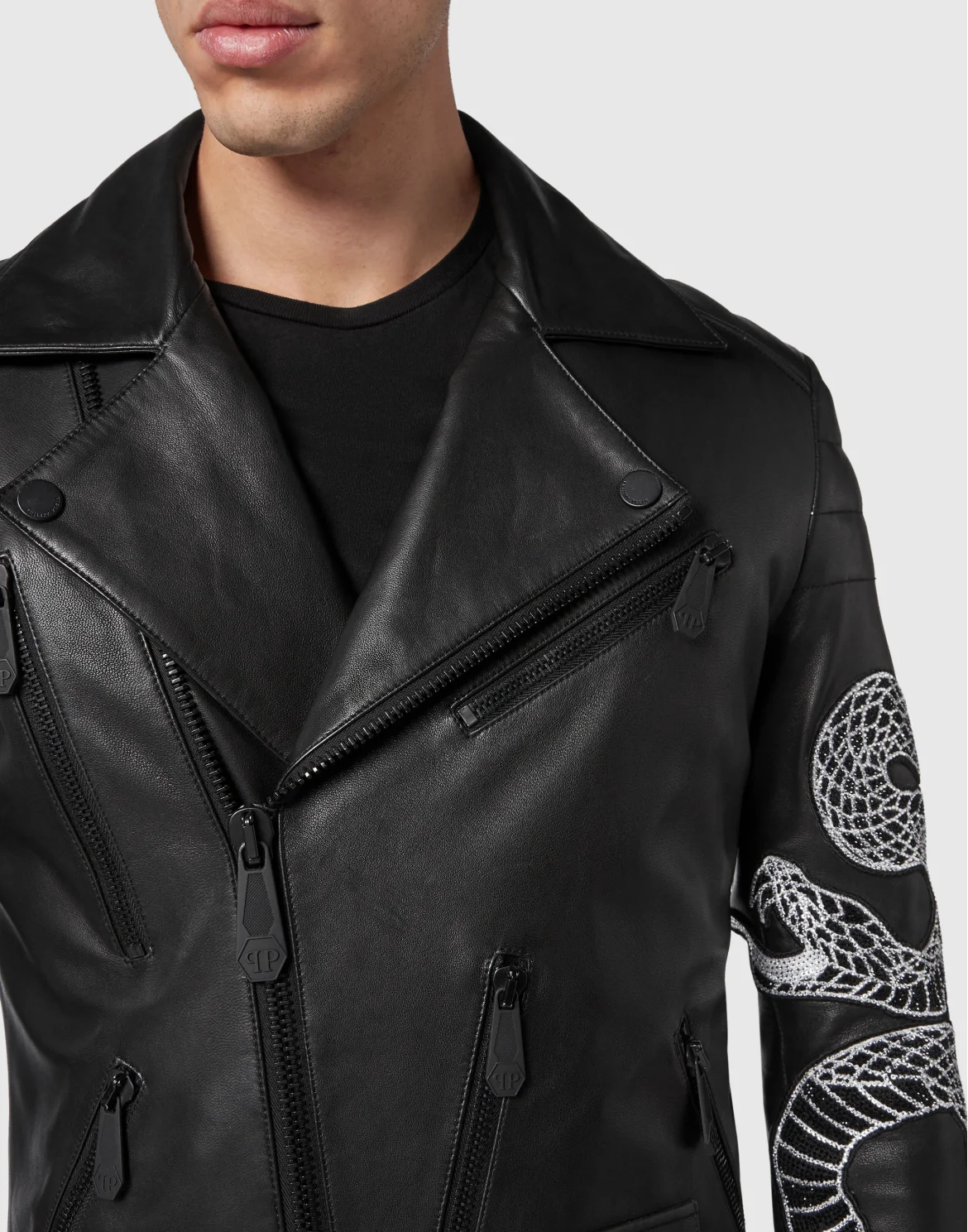 Leather Biker Snake, цвет: Черный