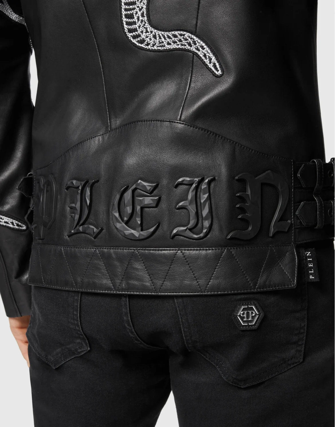 Leather Biker Snake, цвет: Черный