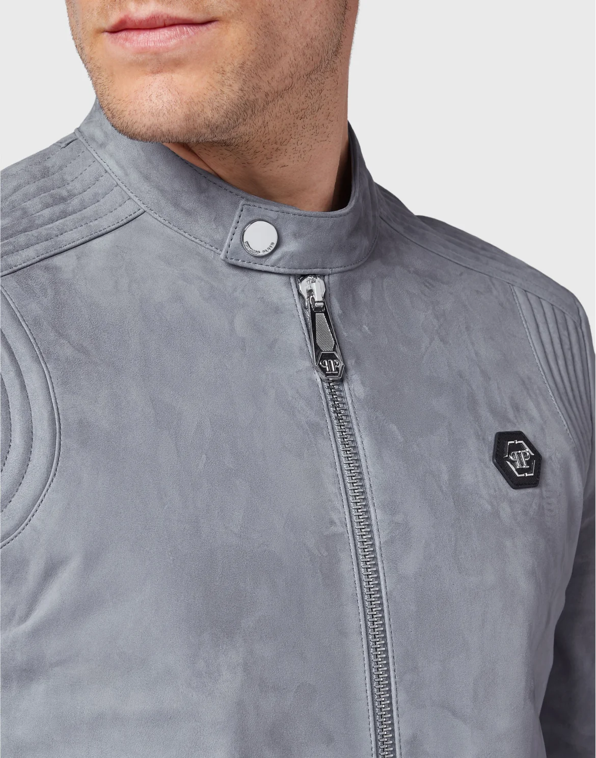 Suede Padded Jacket, цвет: Голубой
