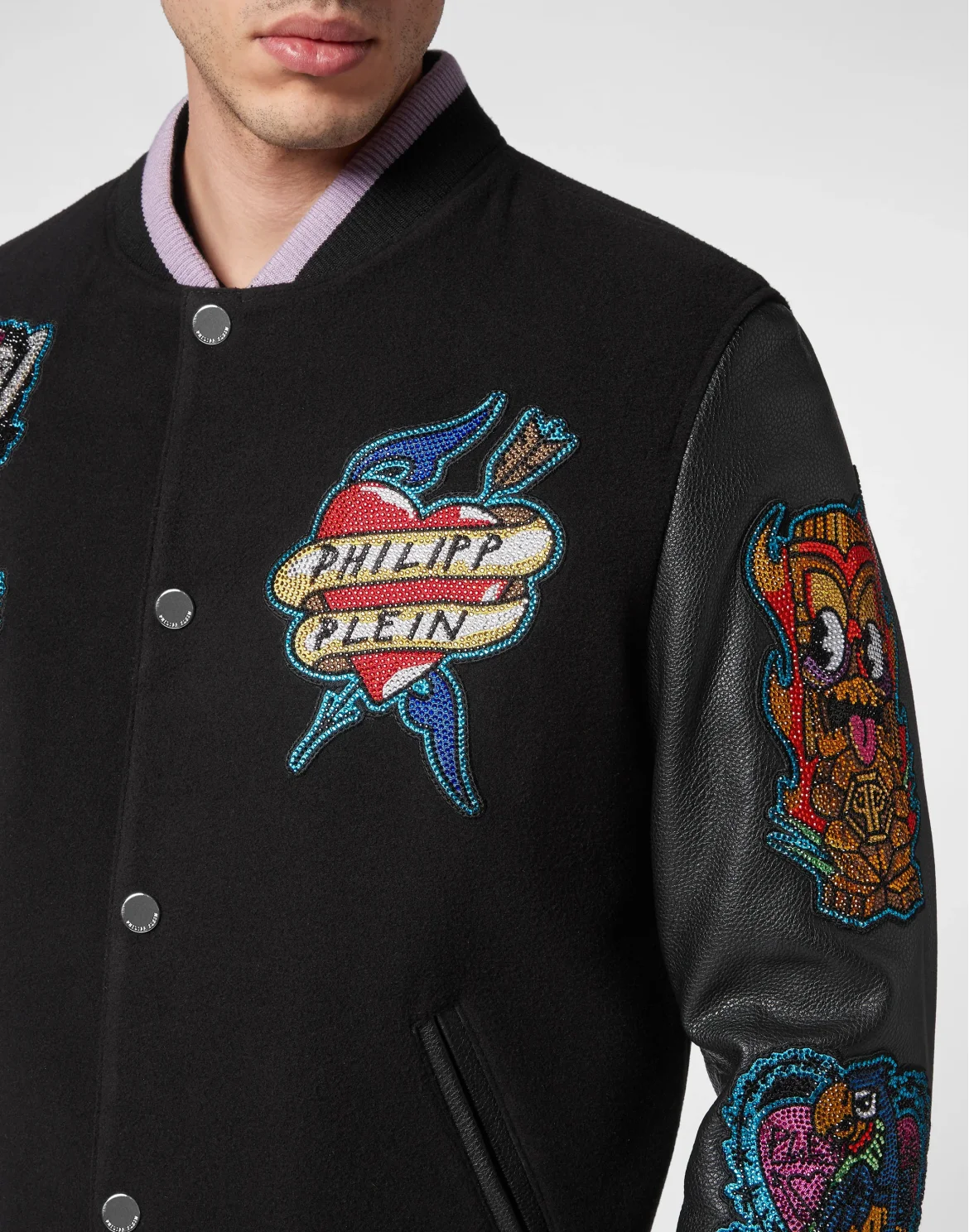 Leather College Bomber Hawaii, цвет: Черный
