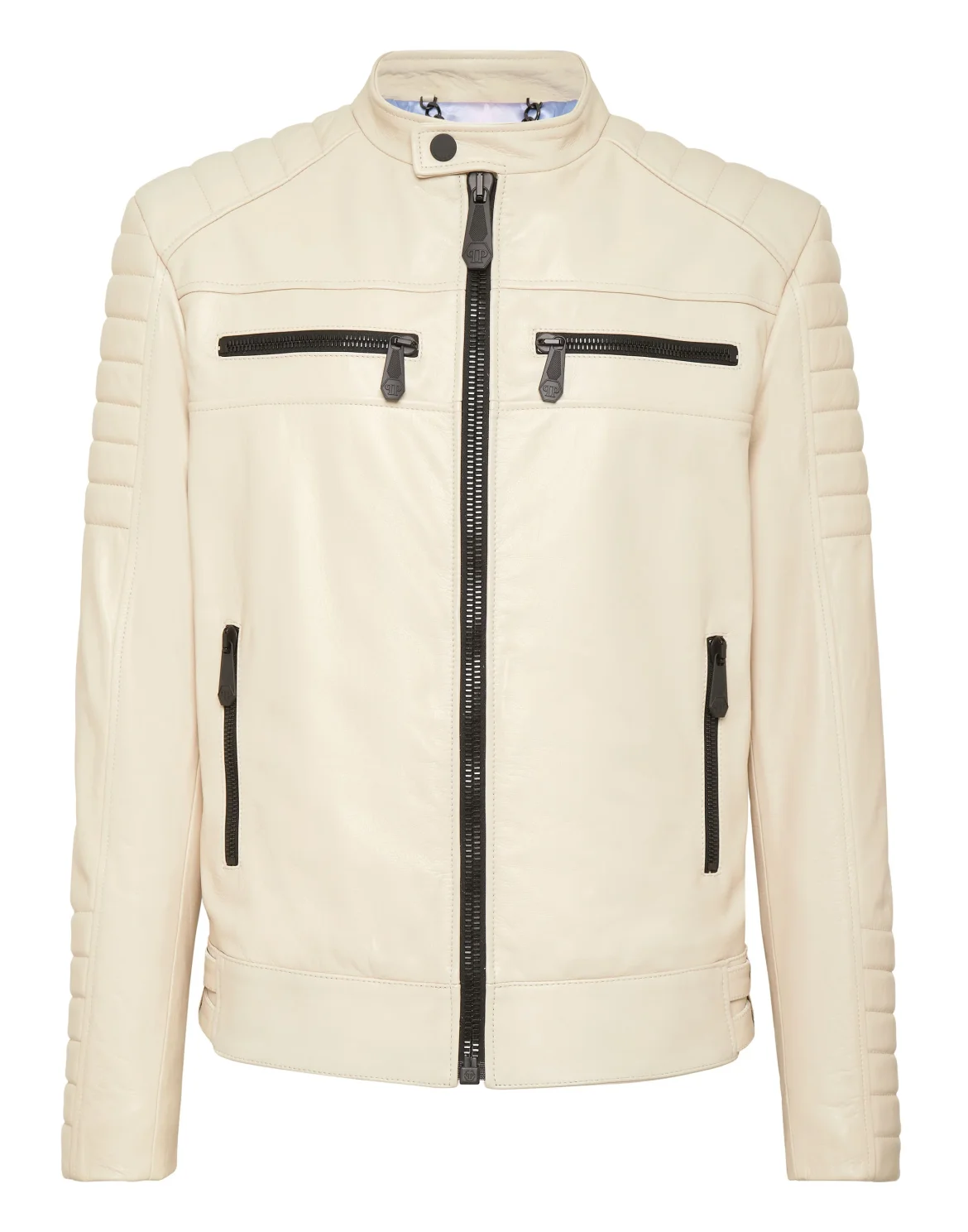 Leather Moto Jacket Iconic Plein, цвет: Бежевый