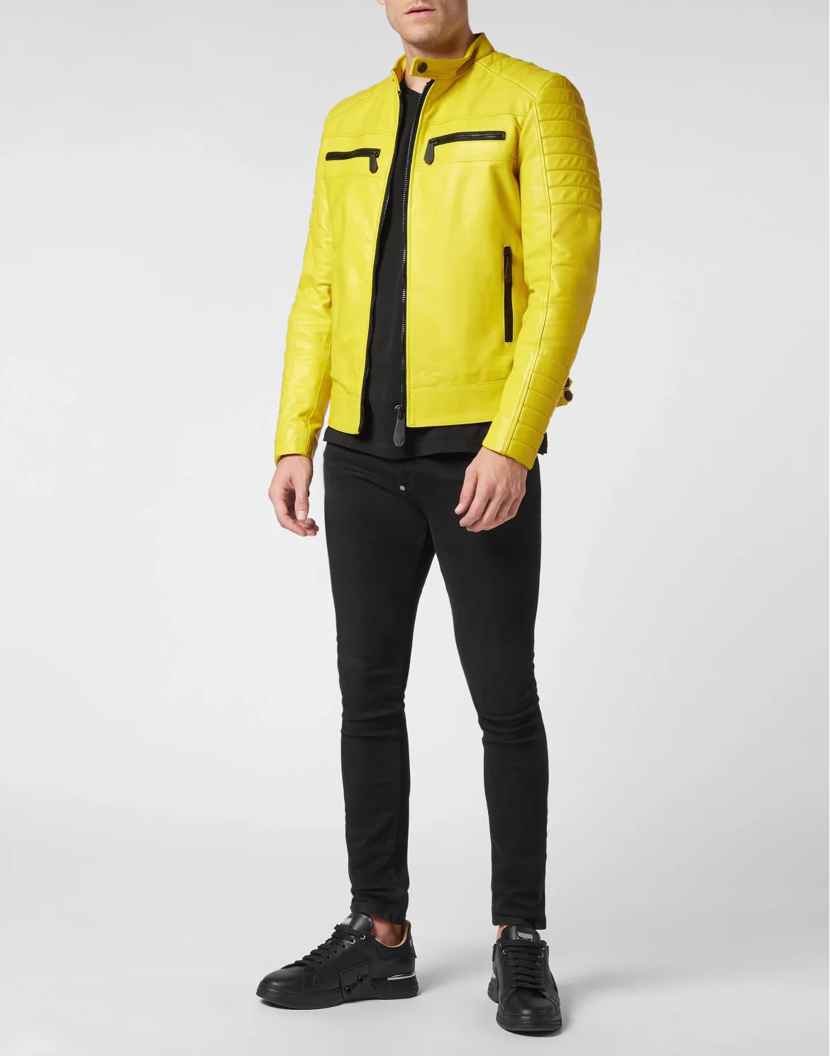 Leather Moto Jacket Iconic Plein, цвет: Желтый