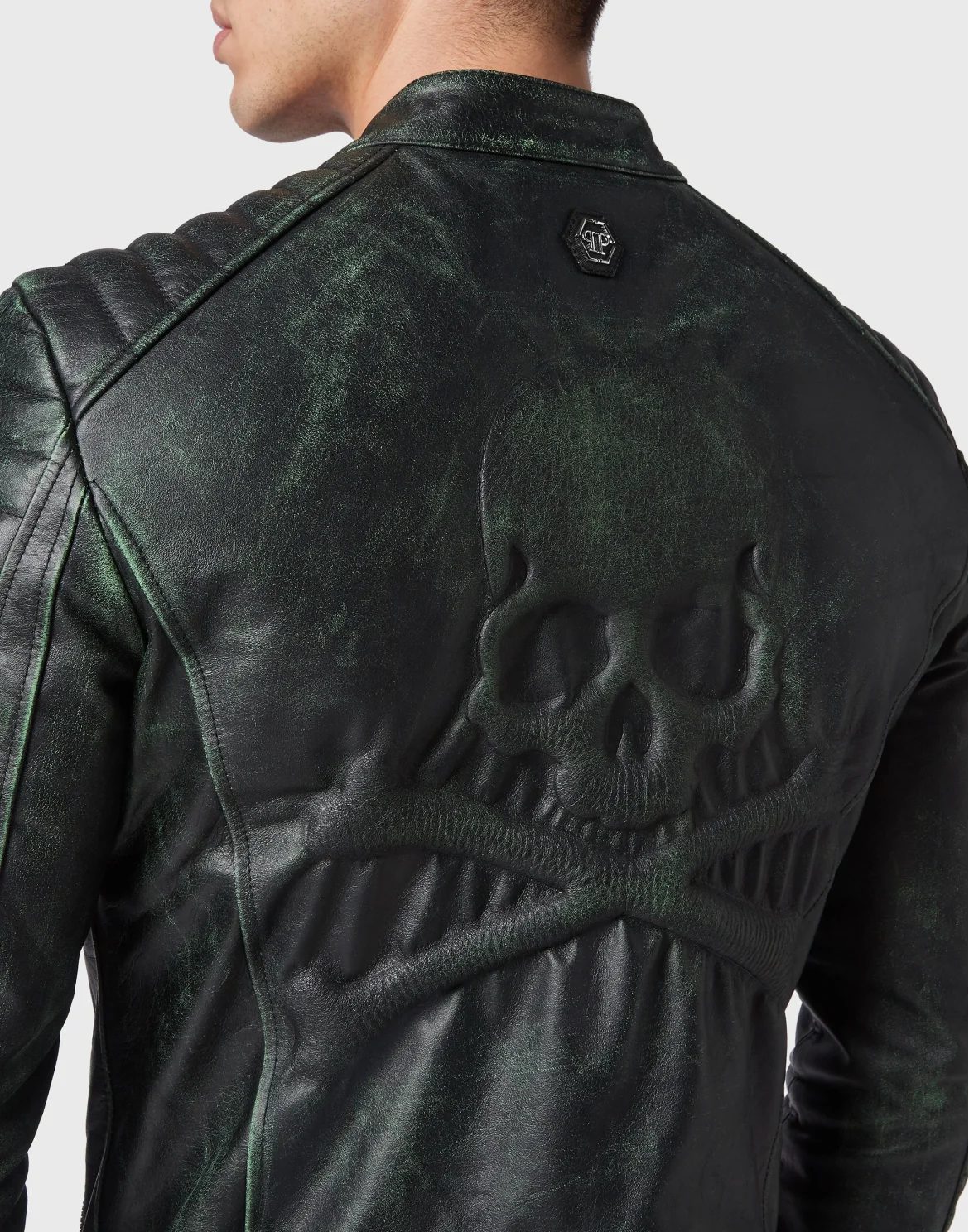 Leather Biker Jacket Skull&Bones, цвет: Черный