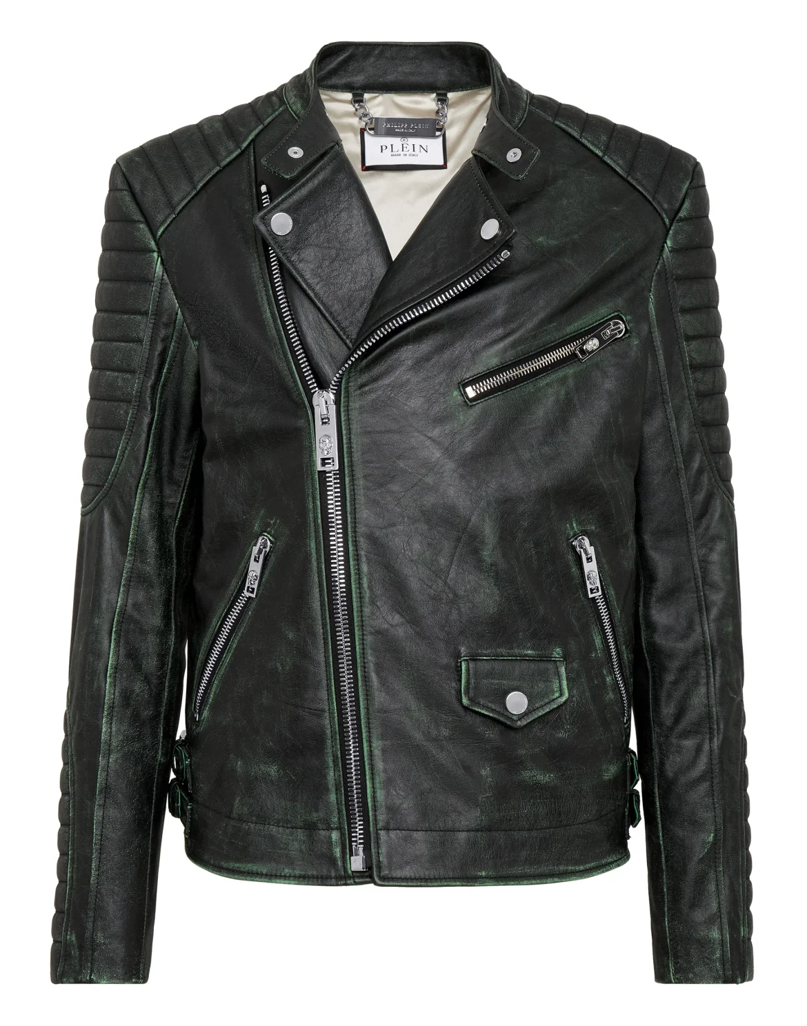 Leather Biker Jacket Skull&Bones, цвет: Черный