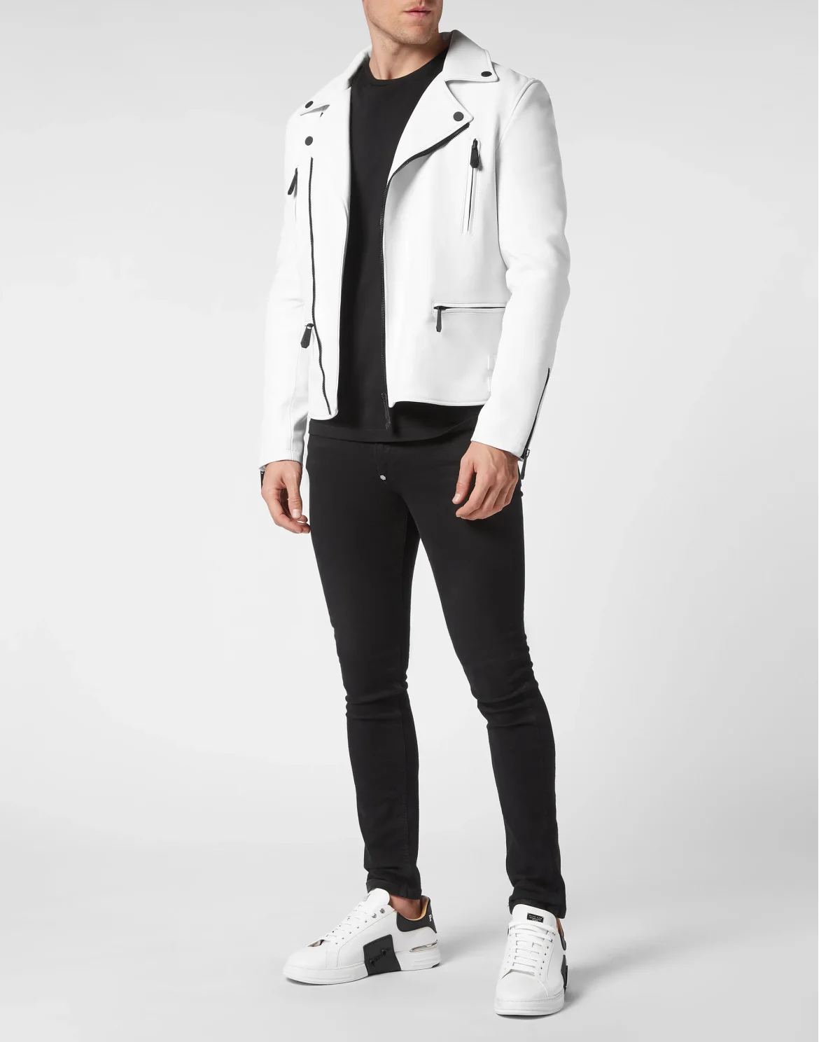 Leather Jacket Gothic Plein, цвет: Белый