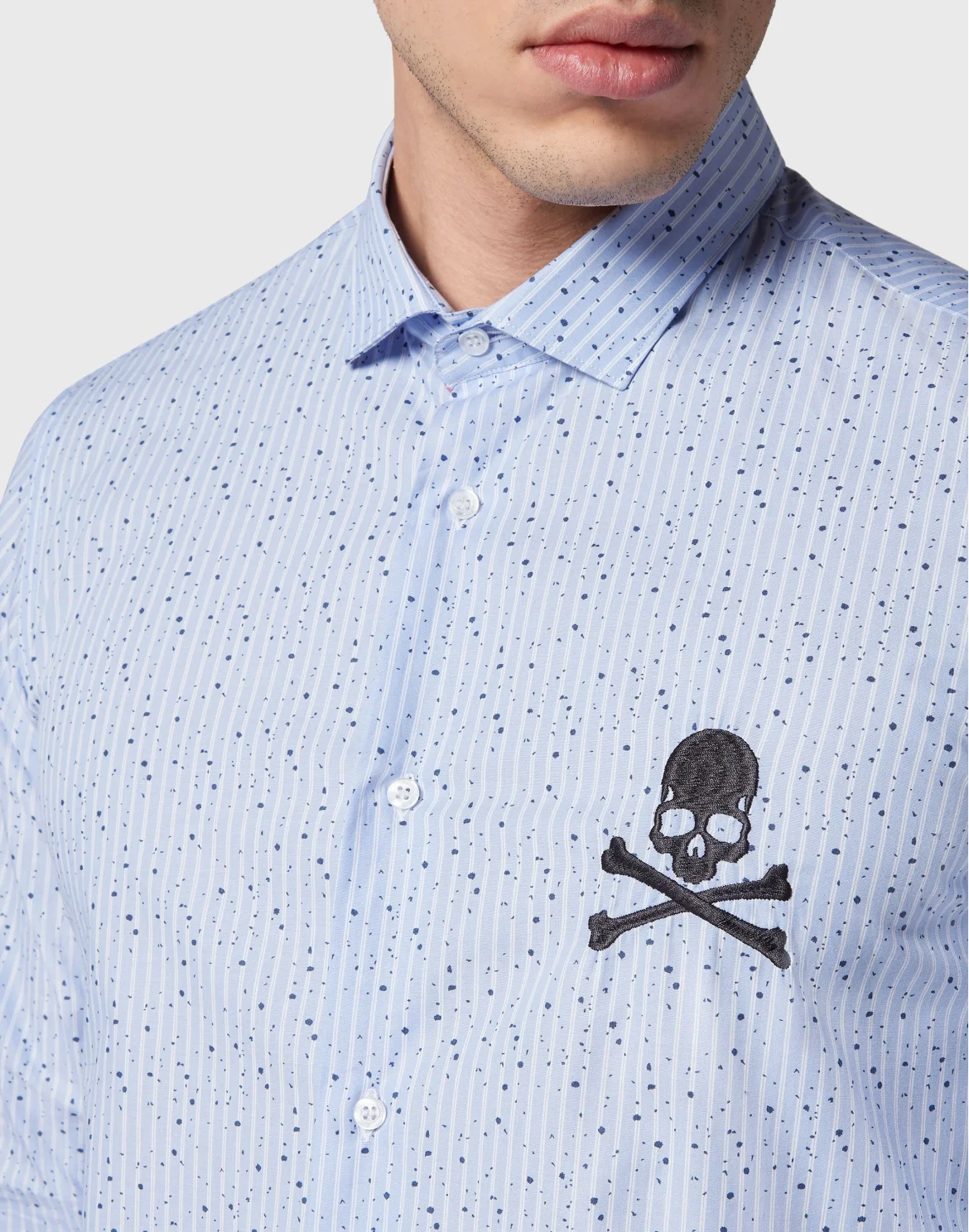 Shirt Sugar Daddy Cut LS Skull&Bones, цвет: Голубой