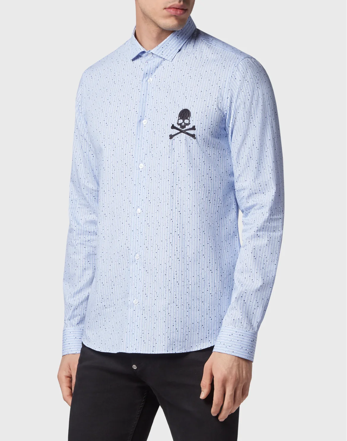 Shirt Sugar Daddy Cut LS Skull&Bones, цвет: Голубой