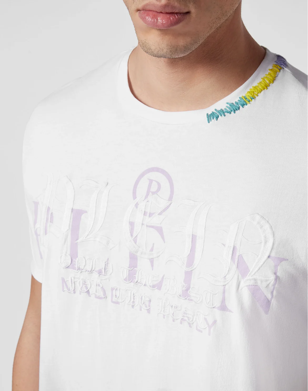 Hand Painted T-shirt Round Neck SS Gothic Plein, цвет: Белый