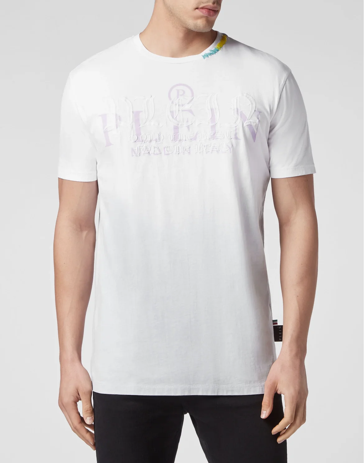 Hand Painted T-shirt Round Neck SS Gothic Plein, цвет: Белый