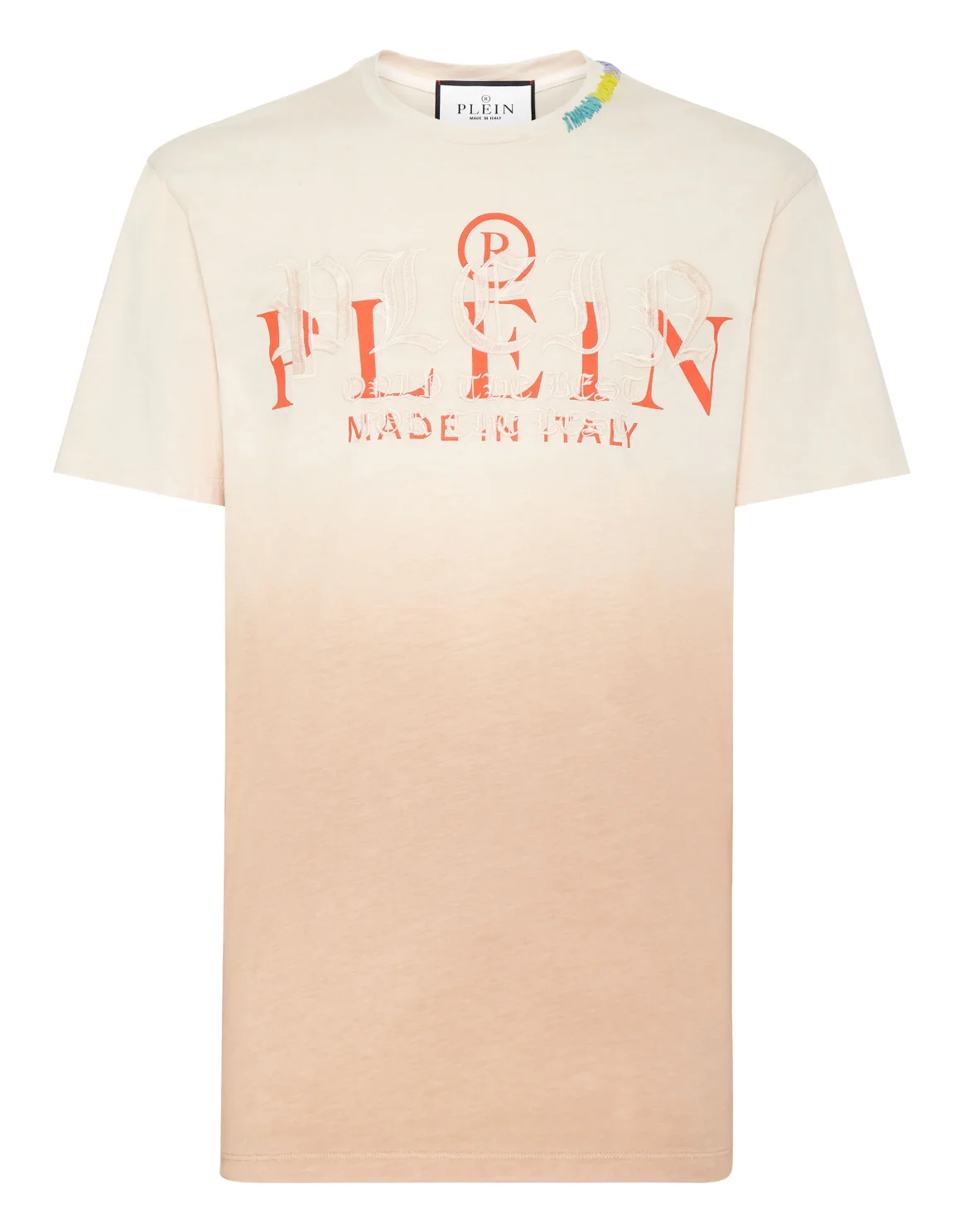 Hand Painted T-shirt Round Neck SS Gothic Plein, цвет: Бежевый