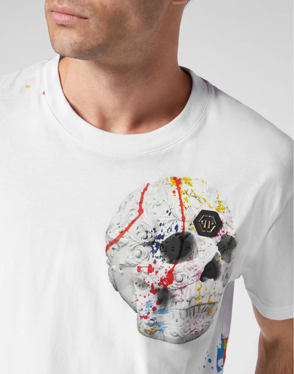 T-shirt Round Neck SS Dripping Skull, цвет: Белый