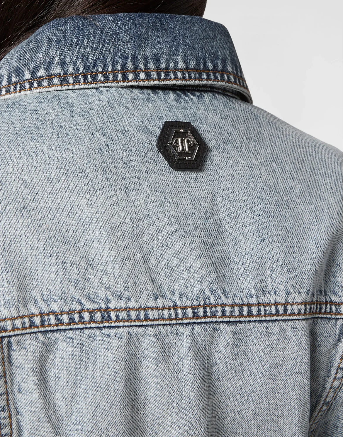 Denim Cropped Loose Fit Jacket Stones, цвет: Синий