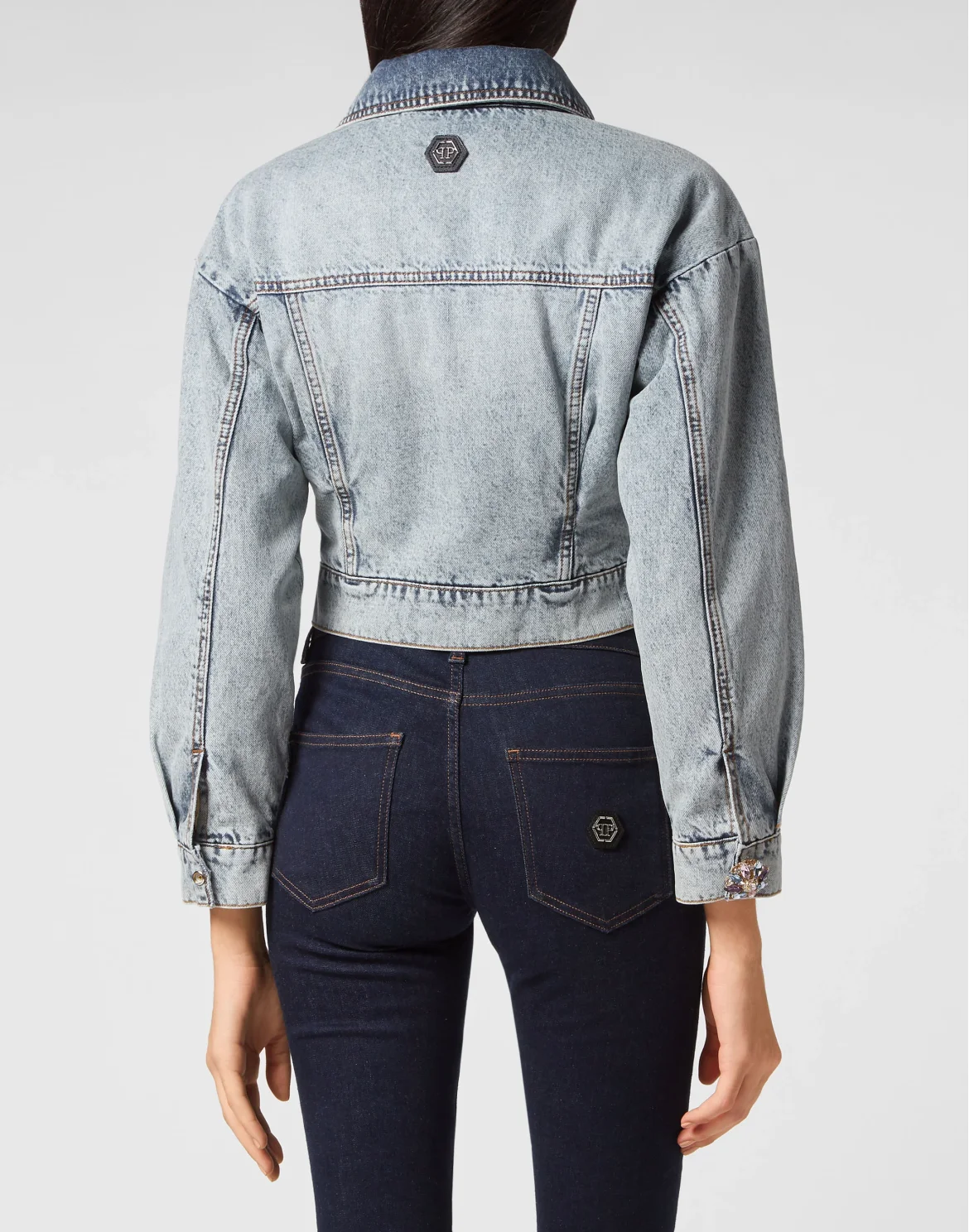 Denim Cropped Loose Fit Jacket Stones, цвет: Синий