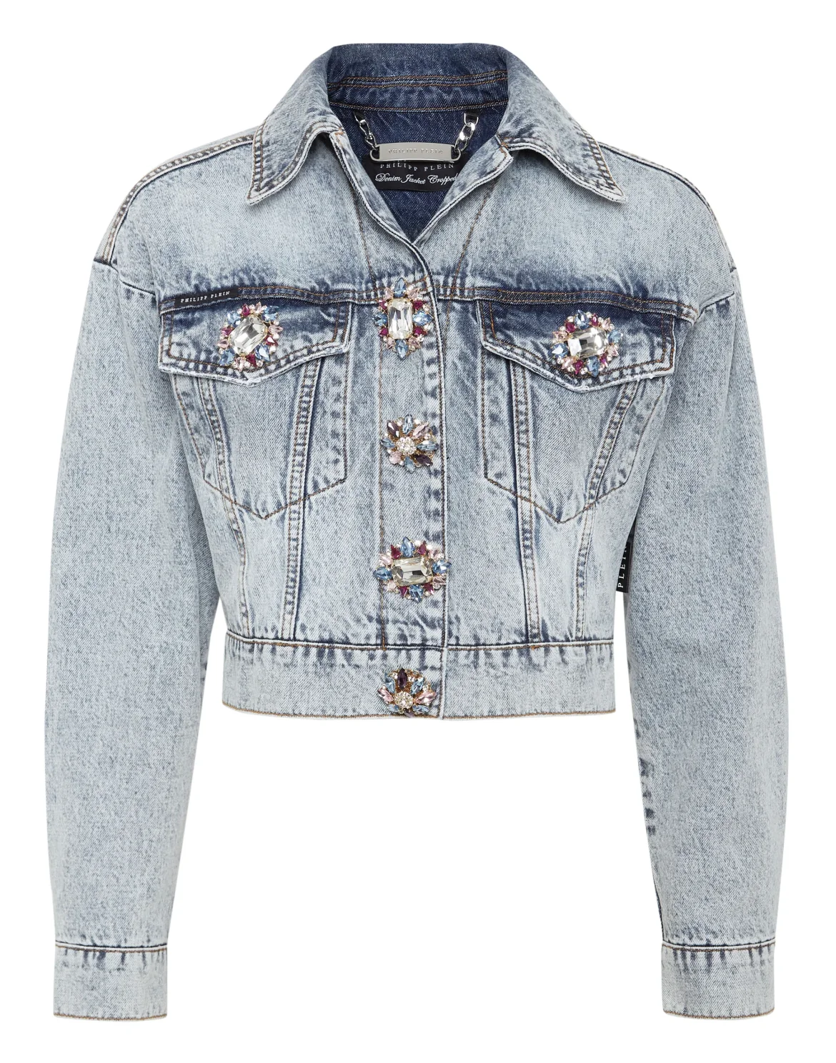 Denim Cropped Loose Fit Jacket Stones, цвет: Синий