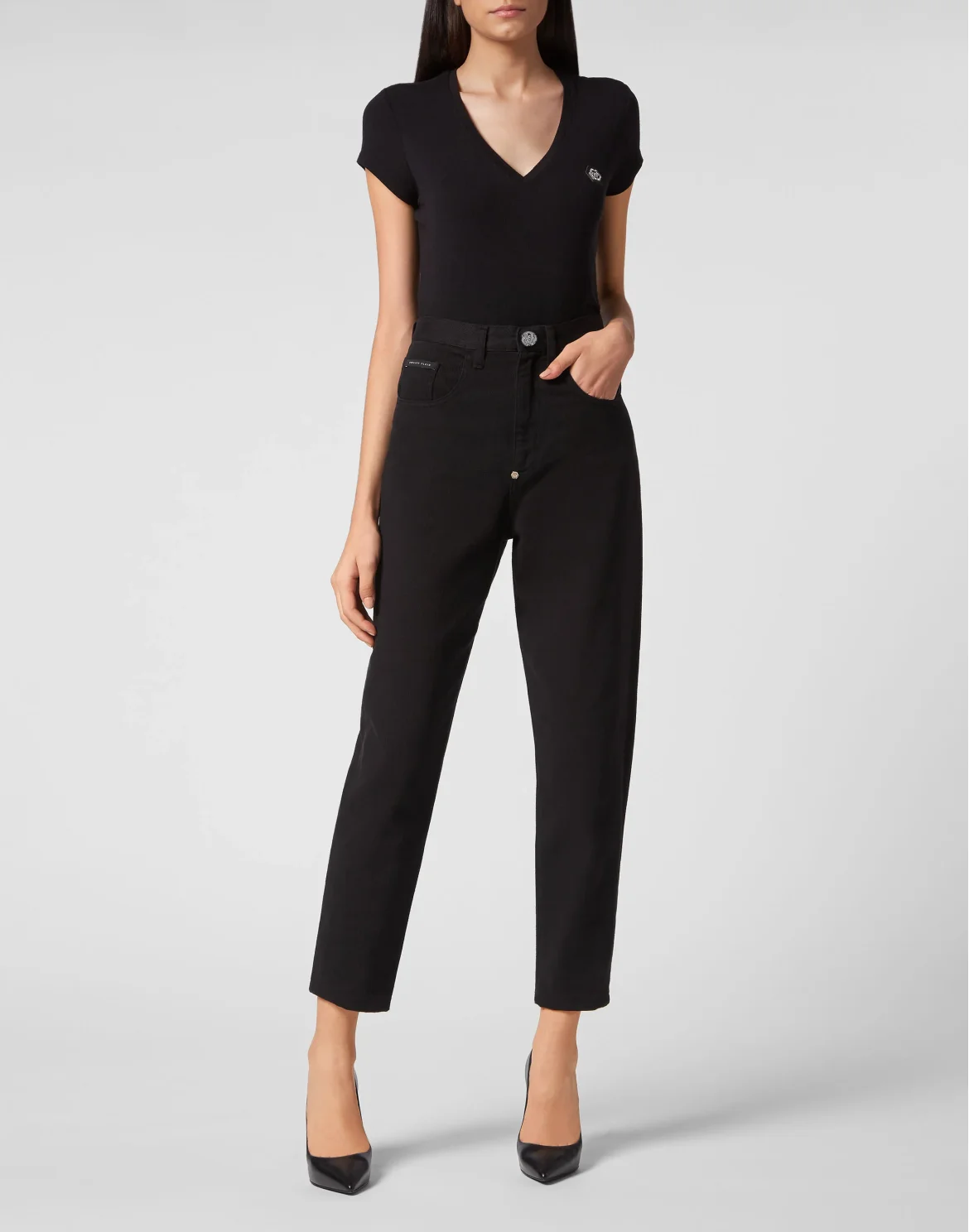 Denim Trousers Mom fit Hexagon, цвет: Черный