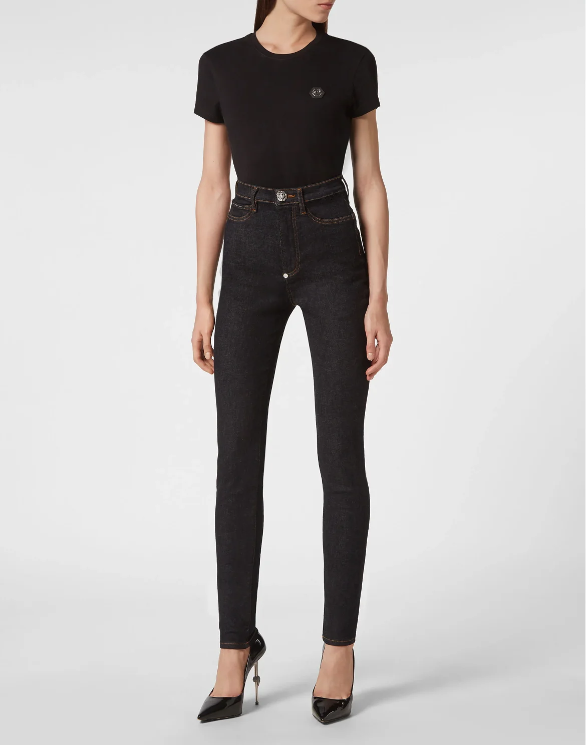 Denim Super High Waist Jeggings, цвет: Серый