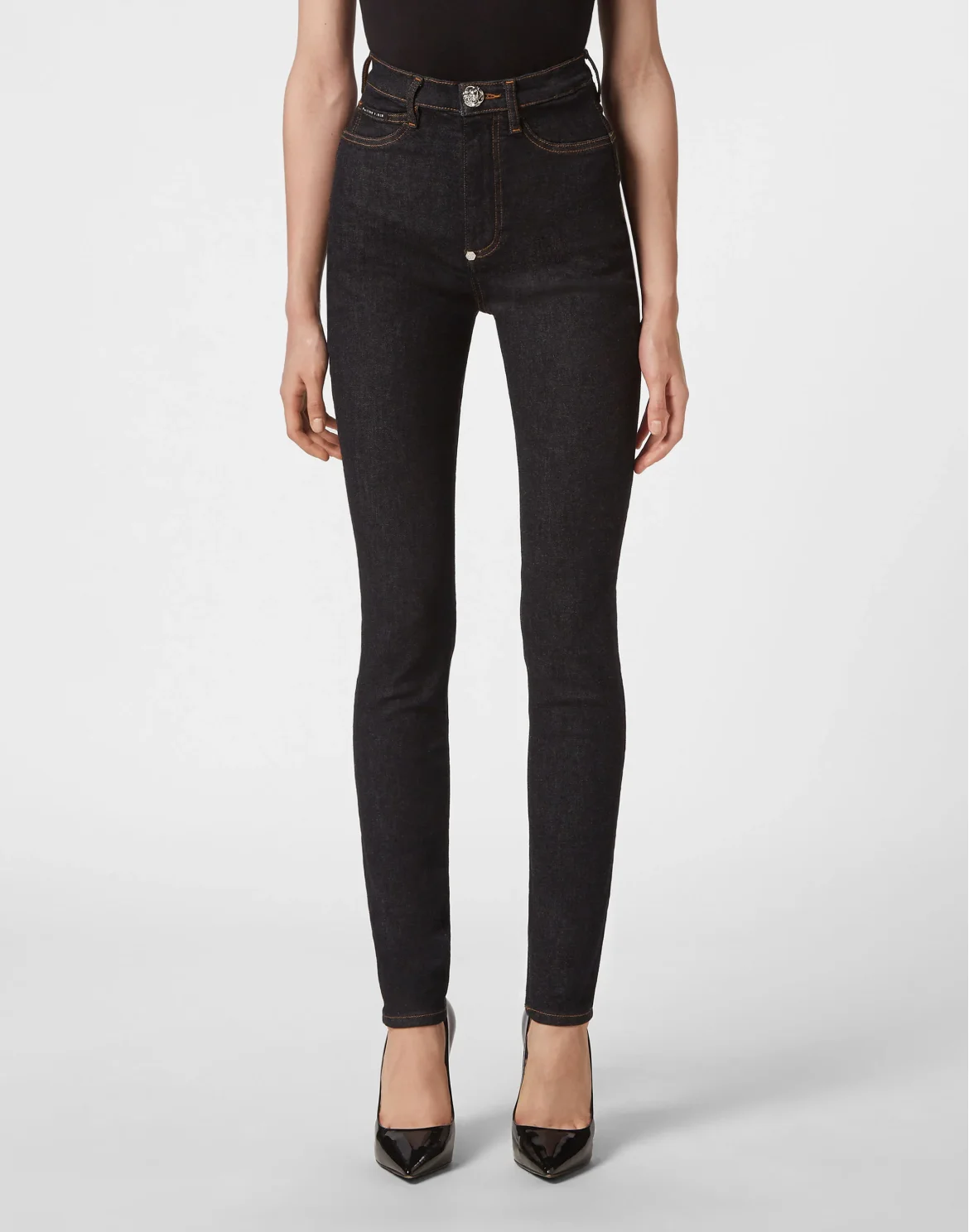 Denim Super High Waist Jeggings, цвет: Серый