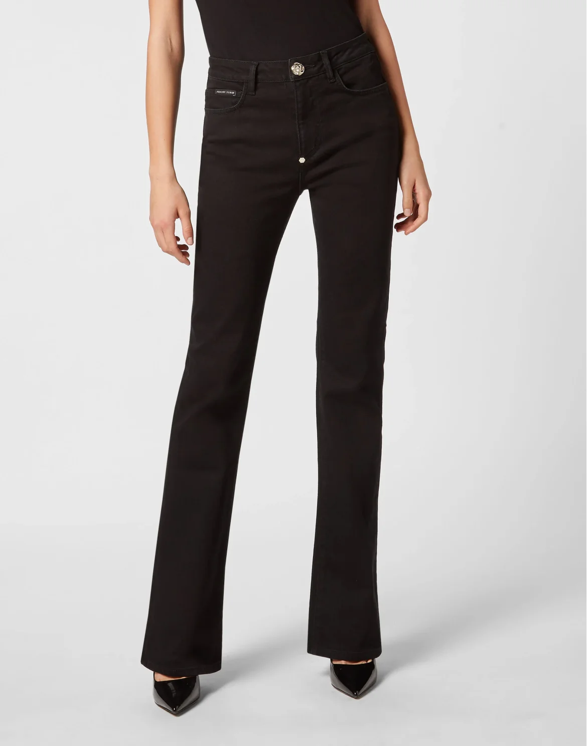 Denim Flare Trousers, цвет: Черный