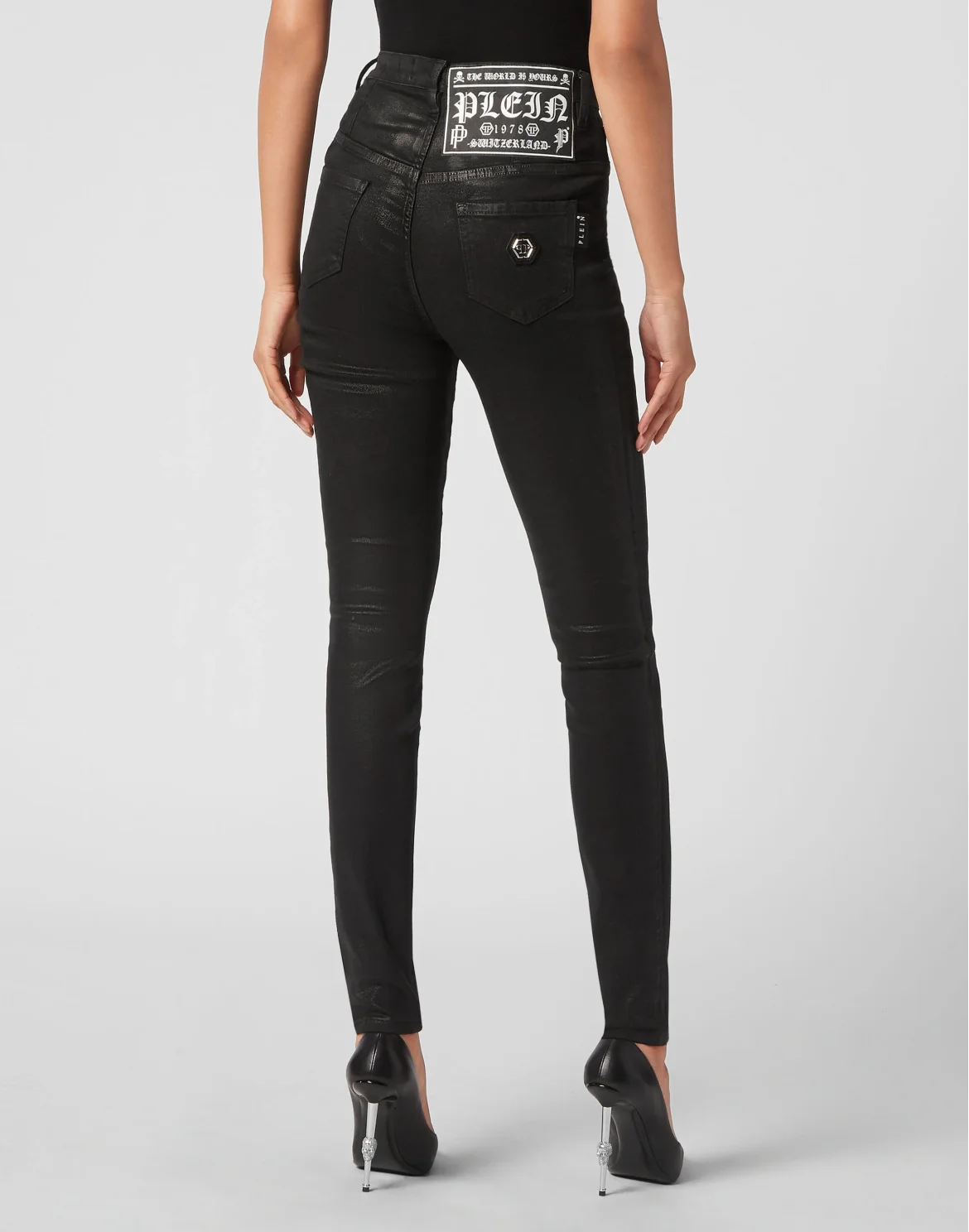 Denim Super High Waist Jeggings, цвет: Черный