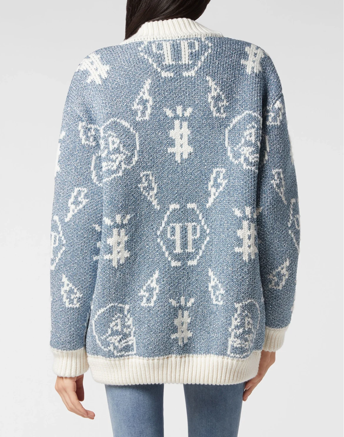 Jacquard Cardigan Monogram, цвет: Голубой