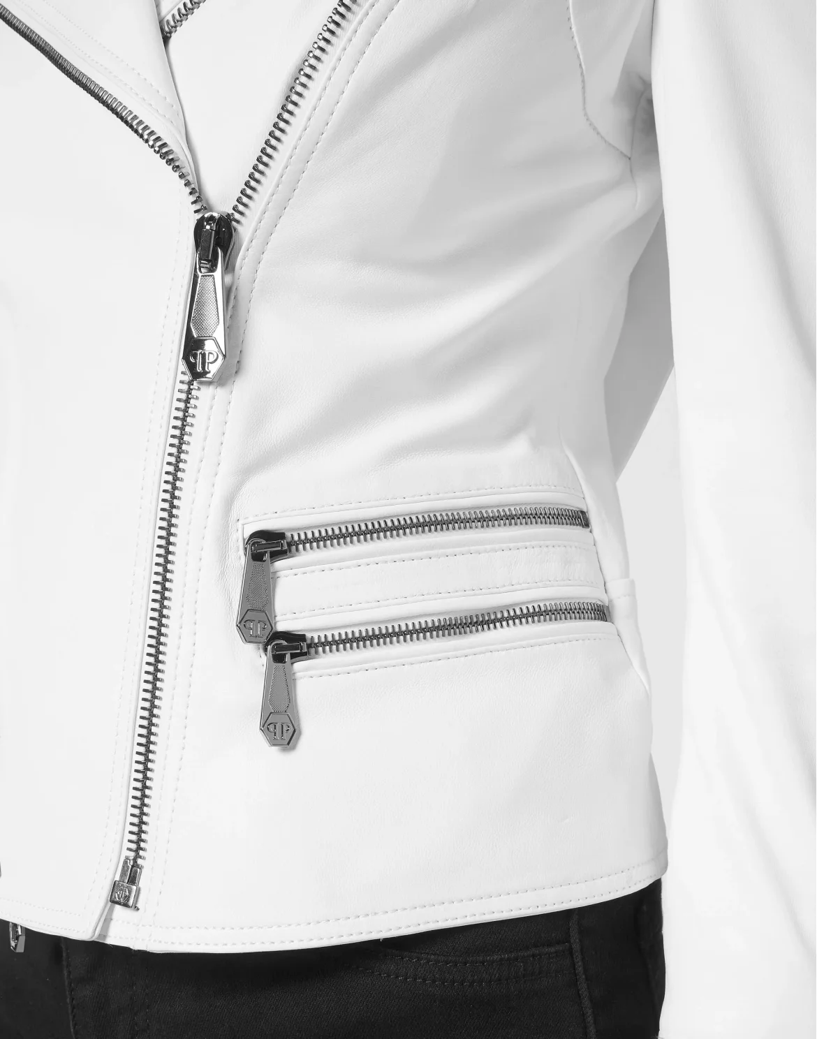 Leather Biker Jacket, цвет: Белый